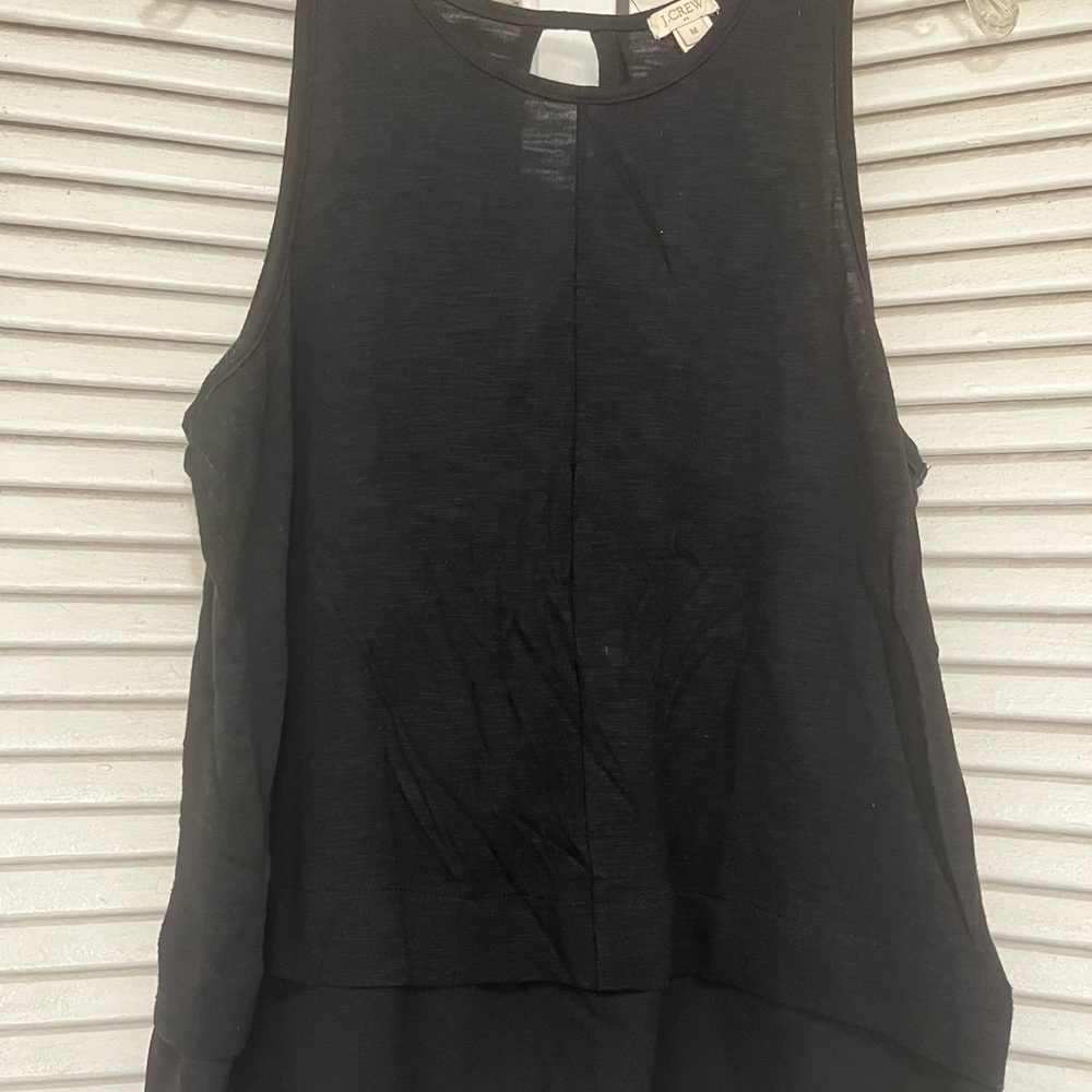 J.Crew Factory Drapey Black Top with Silky Hem
